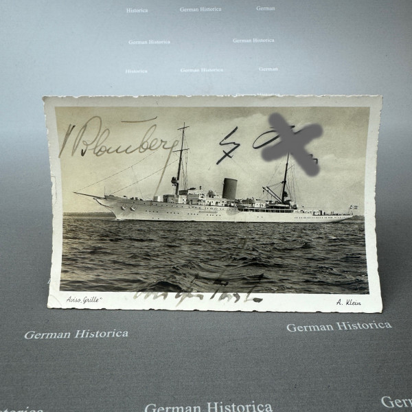Unterschrift A.H. auf Aviso Grille Postkarte 1938 Kriegsmarine