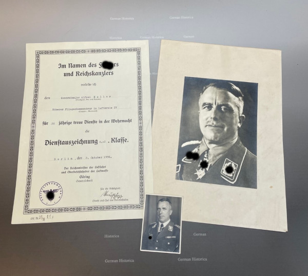 Generalm. d. L. Alfred Keller Ritterkreuz und PLM Träger DA Urkunde und Fotos