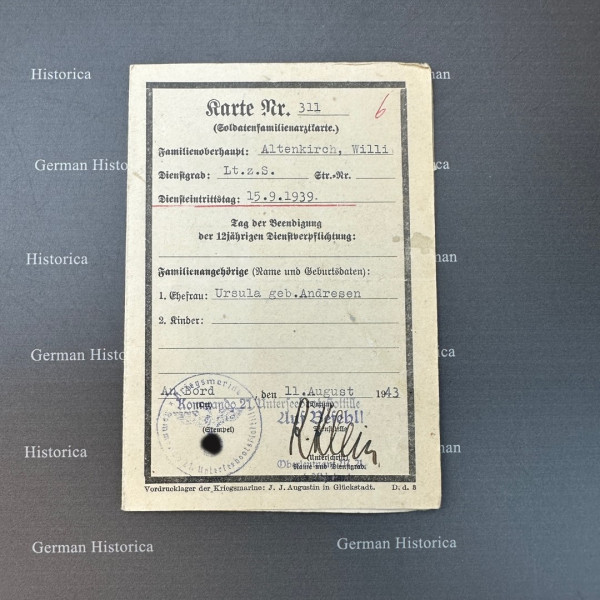 OLt und IWO U-355 Willi Altenkirch Dokument / Karte